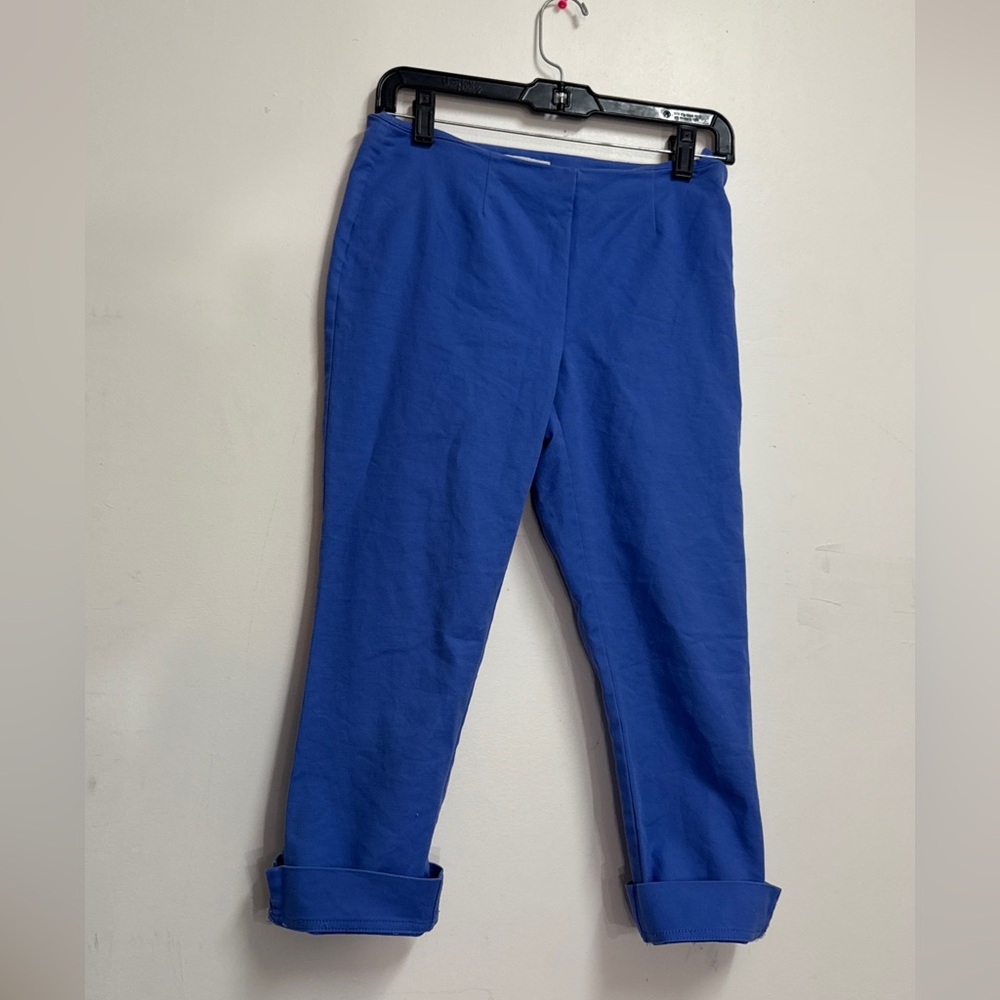 Navy blue Capri pants stretchy pull on Capri pants zipper close Capri pants